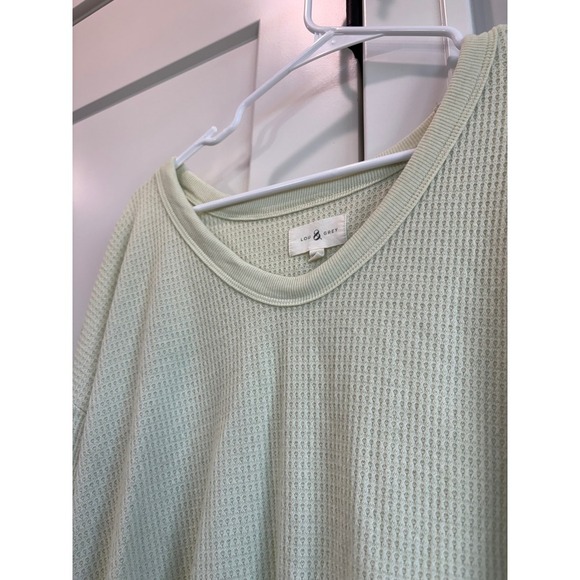 Lou & Grey Waffle Knit V-Neck Long Sleeve Top Tee Relaxed Fit - Picture 5 of 6